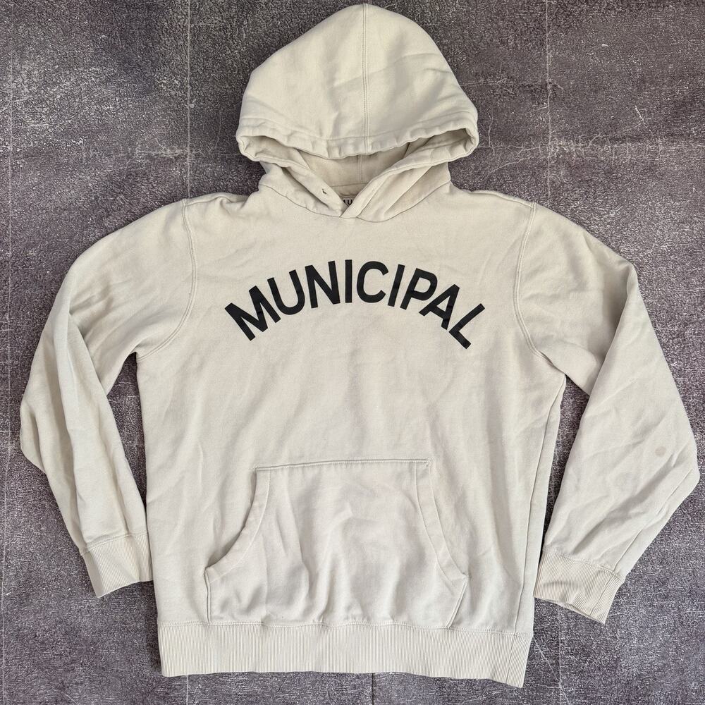 Men's Municipal Golf M.OG 330 Natural Black Spell Out Hoodie Sweatshirt Sz M